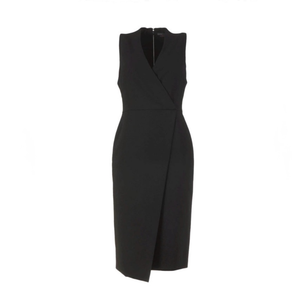 Alice + Olivia Black Asymmetrical Faux Wrap Dress Size 6 Chic Cocktail LBD